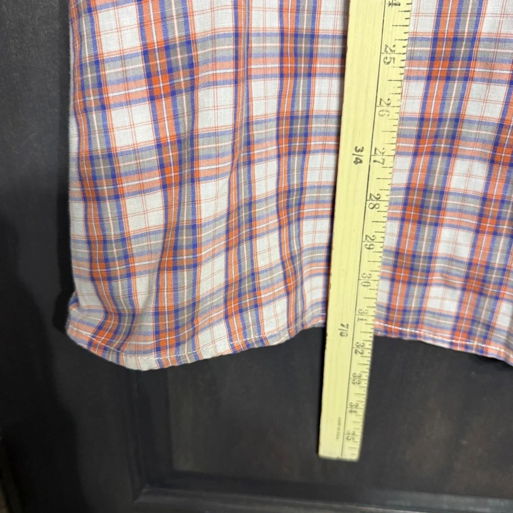 The North Face Mens XXL Plaid Short Sleeve Button Down Shirt Orange Blue White